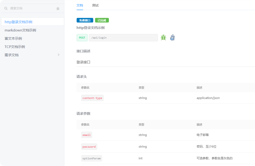 API文档预览效果